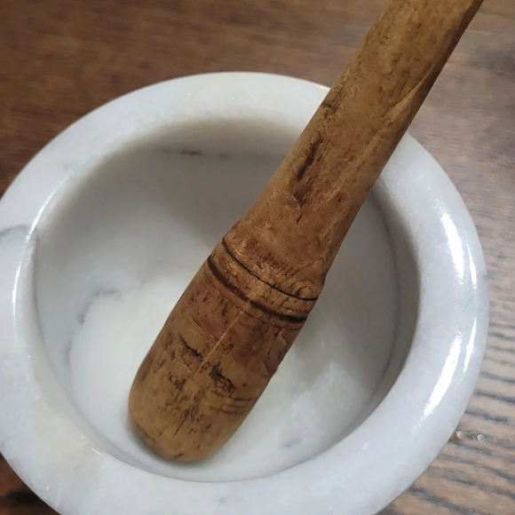 Marble Mortar with Wooden Pestle - Picture 6 of 7
